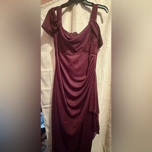 Alex Evenings One Shoulder Burgundy Dress